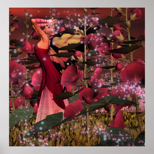 Póster Entre los hollyhocks (Frente)