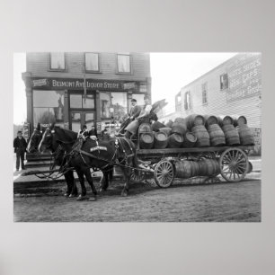 Póster ENTREGA C. 1895 de la CERVEZA de CHICAGO