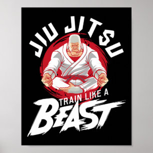 Póster Entrena Como Una Bestia - Jiu Jitsu Brasileño Mma