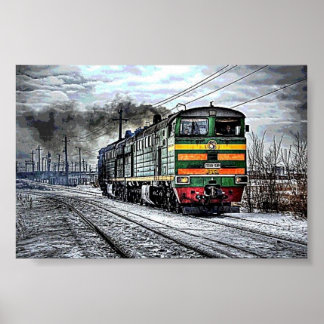 Póster Entrena en el tren ruso Diesel