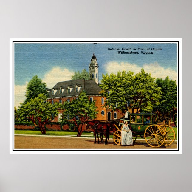 Póster Entrenador colonial frente al Capitol Williamsburg (Frente)