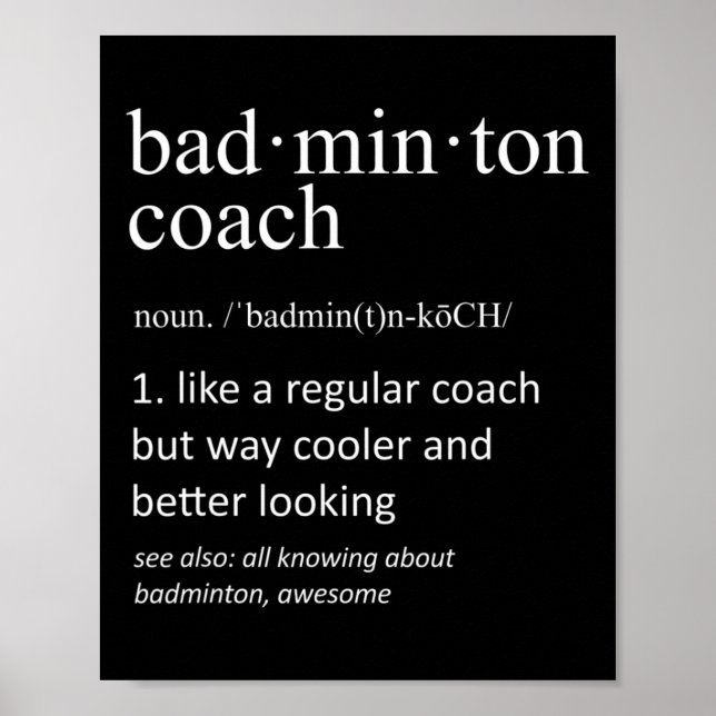 Póster Entrenador de Badminton Funny Dictionary Definitio (Frente)