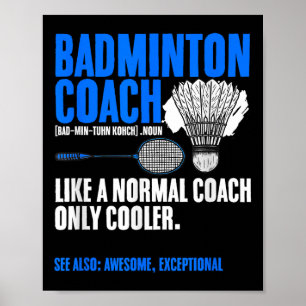 Póster Entrenador de bádminton raqueta lanzadera hobby bá