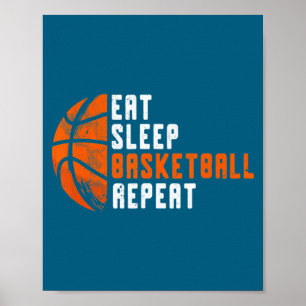 Póster Entrenador de Baloncesto Come Duerme Baloncesto Re