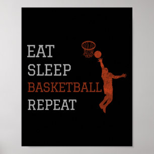 Póster Entrenador de baloncesto Eat Sleep Basketball Repe