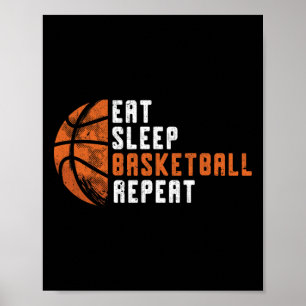 Póster Entrenador de baloncesto Eat Sleep Basketball Repe