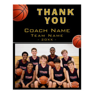 Póster Entrenador de Baloncesto Nombre del Equipo Foto
