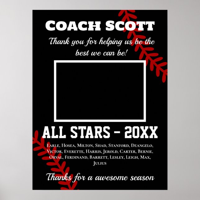 Póster Entrenador de básquet regalo con foto de equipo (Frente)