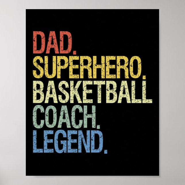Póster Entrenador de básquetbol Dad (Frente)