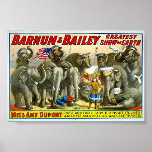 Póster Entrenador de elefantes Barnum y Bailey