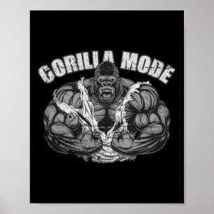 Póster Entrenador de Fitness Gorila Modo Simio de Gimnasi