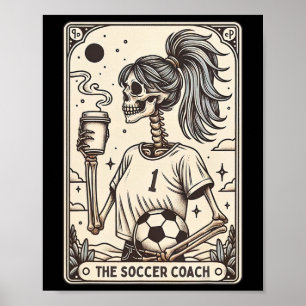 Póster Entrenador de fútbol Tarot Card Halloween Esquelet