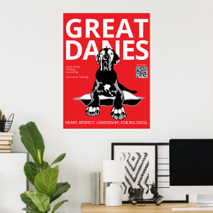 Póster Entrenador de Gran Danés Rojo Negro