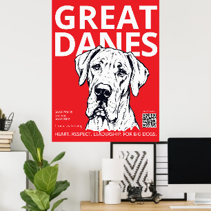 Póster Entrenador de Gran Danés Rojo Negro