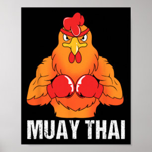 Póster Entrenador de Kickboxing Tailandia Gallo Muay Thai