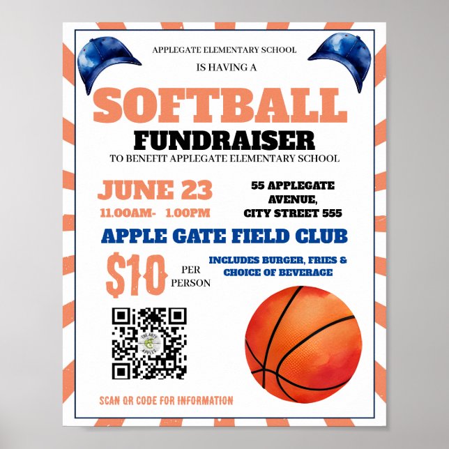 Póster entrenador de la escuela de recaudación de fondos  (Frente)