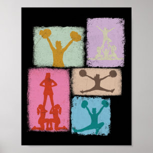 Póster Entrenador de Porristas Collage Porrista Cheerlead