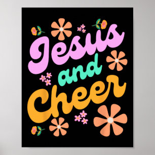 Póster Entrenador de porristas Jesus y Cheer divertido gr