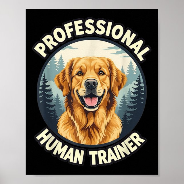 Póster Entrenador Humano Profesional de Golden Retriever  (Frente)