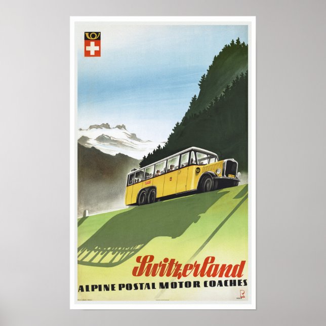 Póster Entrenadores alpinos de Suiza - Viajes de época (Frente)