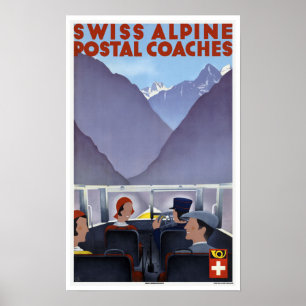 Póster Entrenadores postales alpinos suizos - Viajes de é