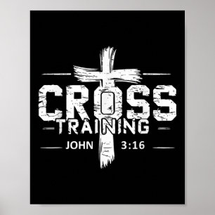 Póster Entrenamiento Cruzado John 3_16 Motivación de Fe C