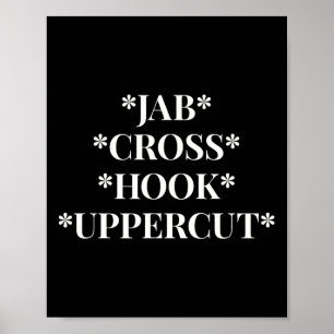 Póster Entrenamiento de boxeadora de jab cruz gancho uppe