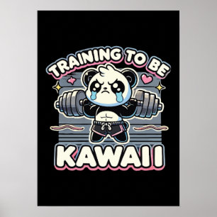 Póster Entrenamiento De Gym Panda Para Ser Kawaii Cute An