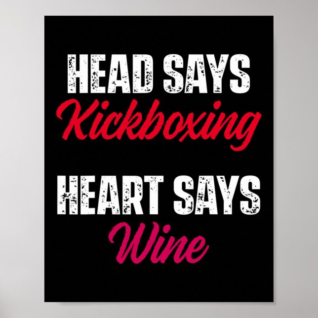 Póster Entrenamiento de kickboxing corazón vino patada bo (Frente)