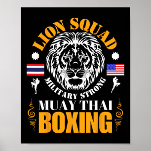 Póster Entrenamiento de Kickboxing Muay Thai Mma de Lion