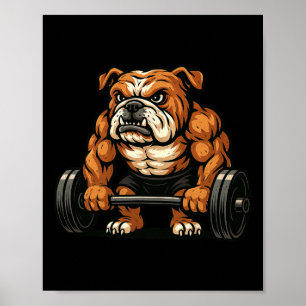 Póster Entrenamiento de la culturista del Bulldog inglés