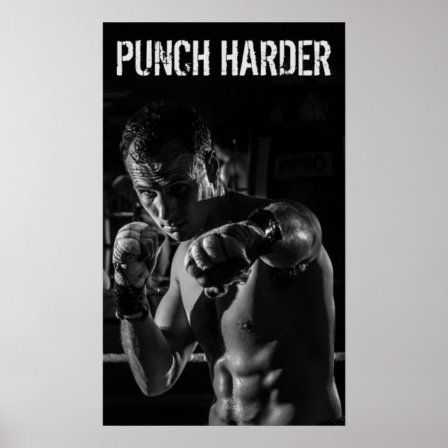 Póster Entrenamiento de Puñetazos de Boxeo Motivacional (Frente)