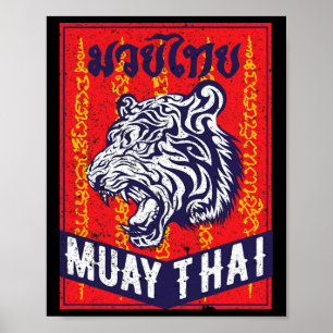 Póster Entrenamiento de Tigre de Muay Thai Mma Pelea Call