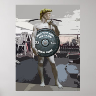 Póster Entrenamiento divertido David del gimnasio como