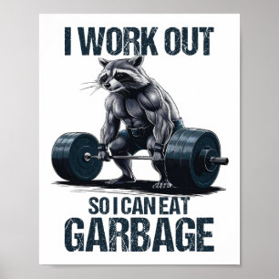 Póster Entrenamiento Raccoon Gym Weight Yo Trabajo Para Q