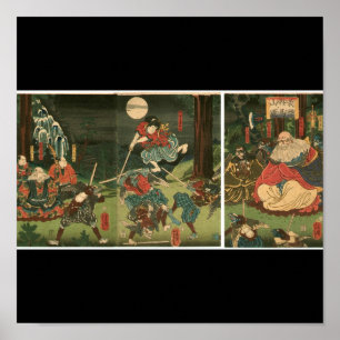 Póster Entrenamiento samurai con Tengu, Circa 1859