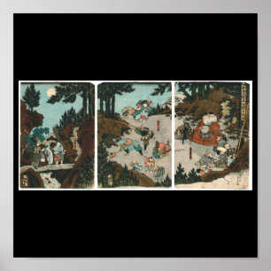 Póster Entrenamiento samurai con Tengu, Circa 1859