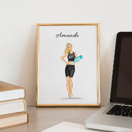 Póster entrenamiento, yoga, ilustracion de moda