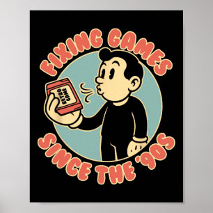 Póster Entusiasta de juegos retro de estilo vintage de lo