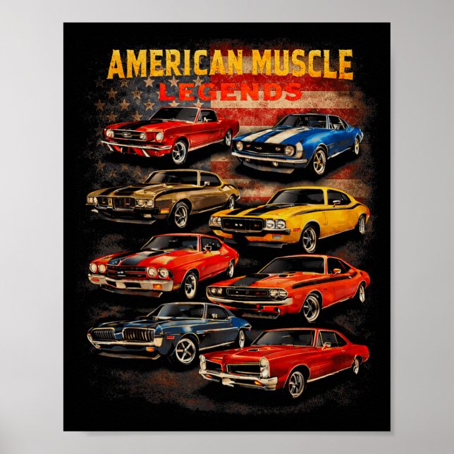 Póster entusiasta de leyendas de muscle car clásico ameri (Frente)