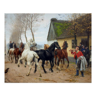 Póster Envase de caballos alrededor de 1878