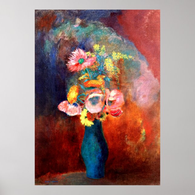 Póster Envases etéreos de flores, pintura de Odilon Redon (Frente)