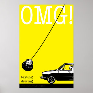 Póster enviar mensajes de texto. conducir. original