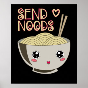 Póster Envíe noods Kawaii Ramen Bowl Miso Noodle Soup Gif