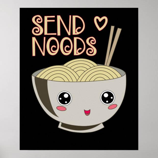 Póster Envíe noods Kawaii Ramen Bowl Miso Noodle Soup Gif (Frente)