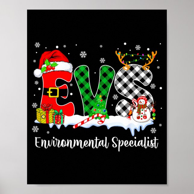 Póster Environmental Specialist Christmas Lights Red Plai (Frente)