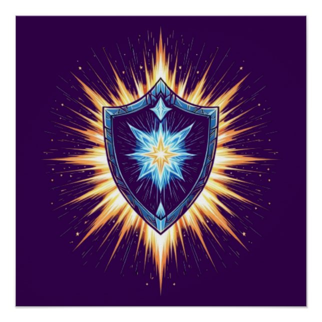 Póster Epic Fantasy Shield with Radiant Energy Burst – Ma (Anverso)