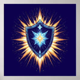 Póster Epic Fantasy Shield with Radiant Energy Burst – Ma