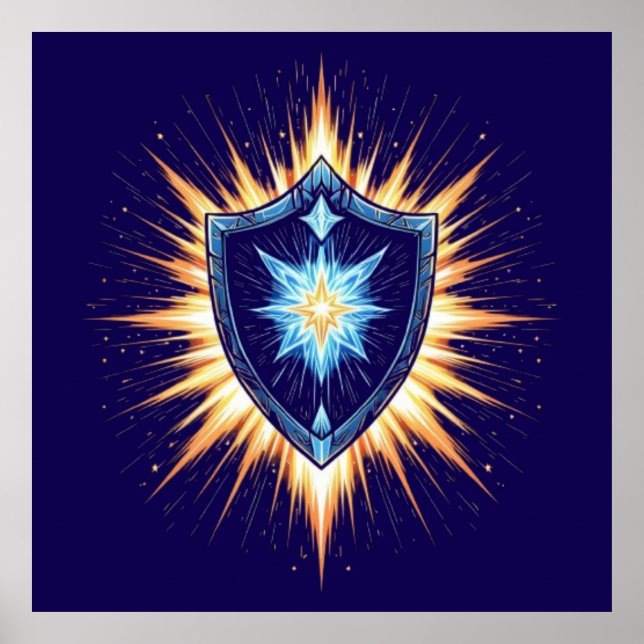 Póster Epic Fantasy Shield with Radiant Energy Burst – Ma (Frente)