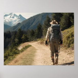 Póster Epic Hike to the Mountains: excursionista entusias